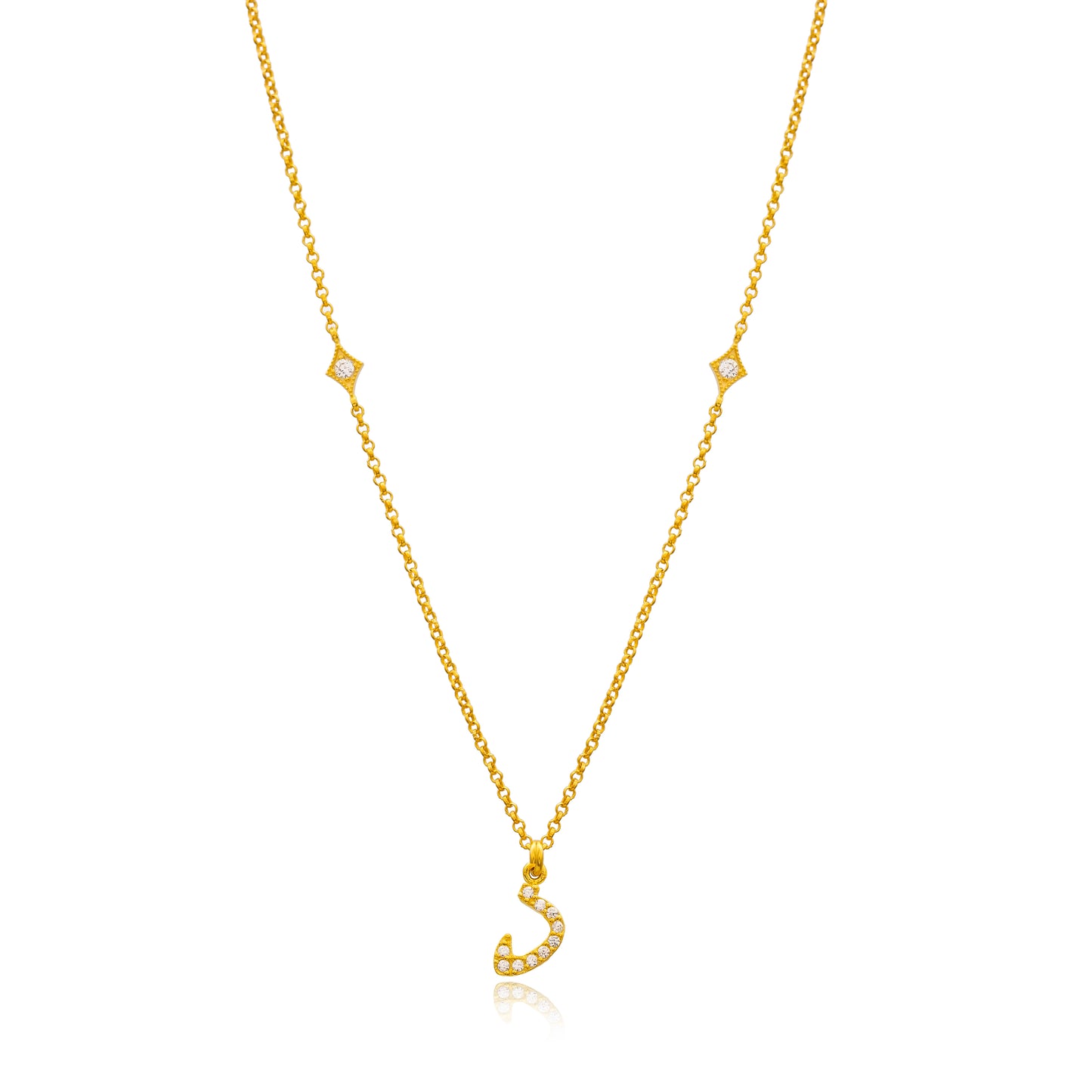 Arabic letter 'D' initial necklace