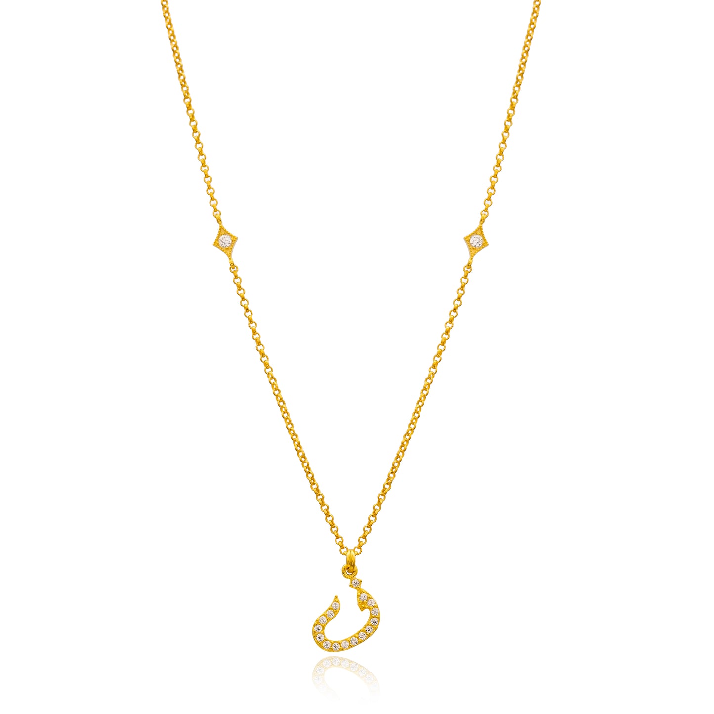 Arabic letter 'F' initial necklace