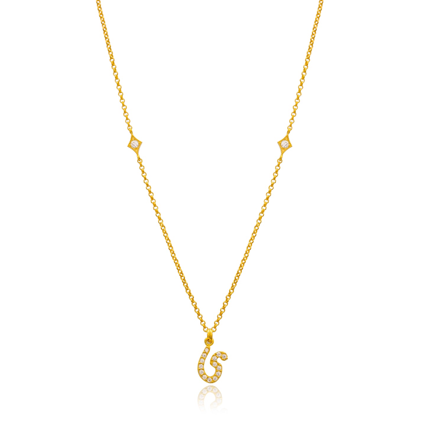 Arabic letter 'Y' initial necklace